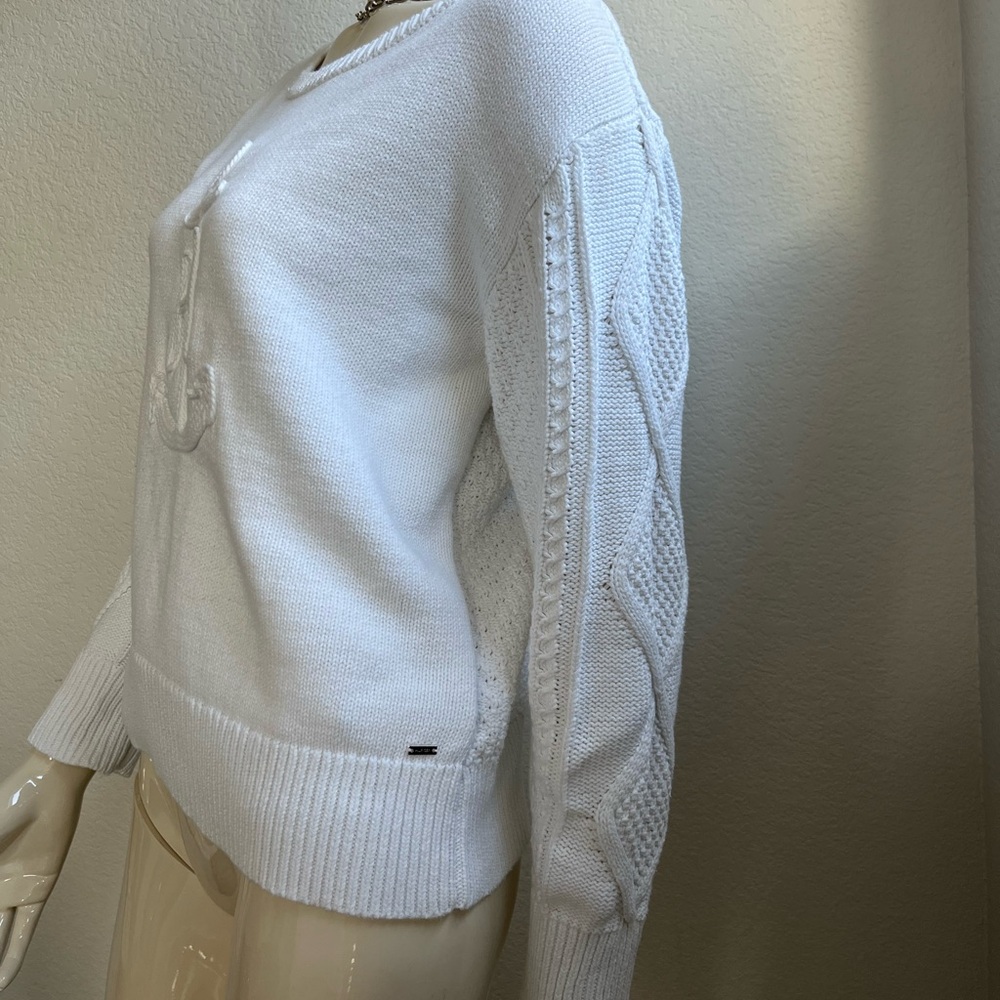 Tommy Hilfiger White Crew Neck Sweater Nautical Design - Picture 2 of 4